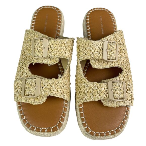 American Eagle Women’s Slide Sandals Size 9 Woven Espadrille Flats Open Toe - Picture 2 of 10